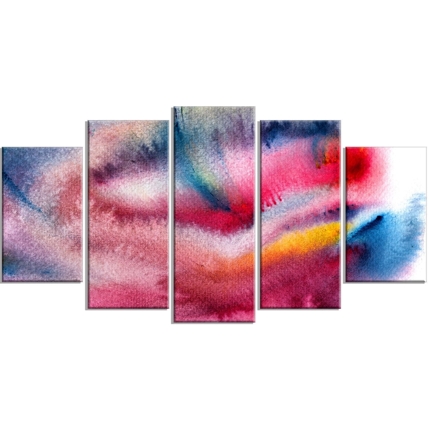 Design Art Blue And Red Abstract Stain Canvas Print