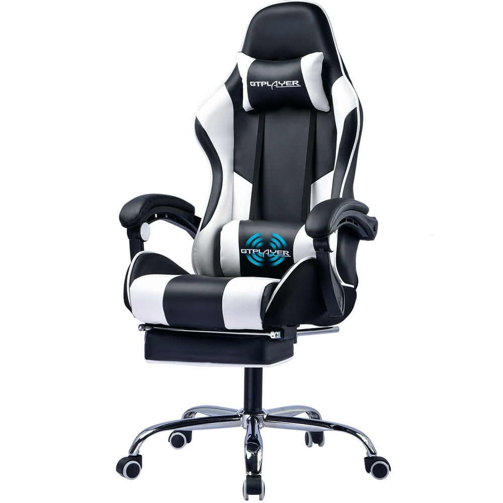 Gtracing Gaming Chair Leather Office Chair With Footrest And Ergonomic Lumbar Massage Pillow