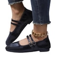 thumbnail image 3 of HomeDM Womens Mary Jane Ballet Flats Ankle Strap Dressy Comfortable Closed Toe Flats Wedding Dress Shoes, Black Size 8.5, 3 of 9