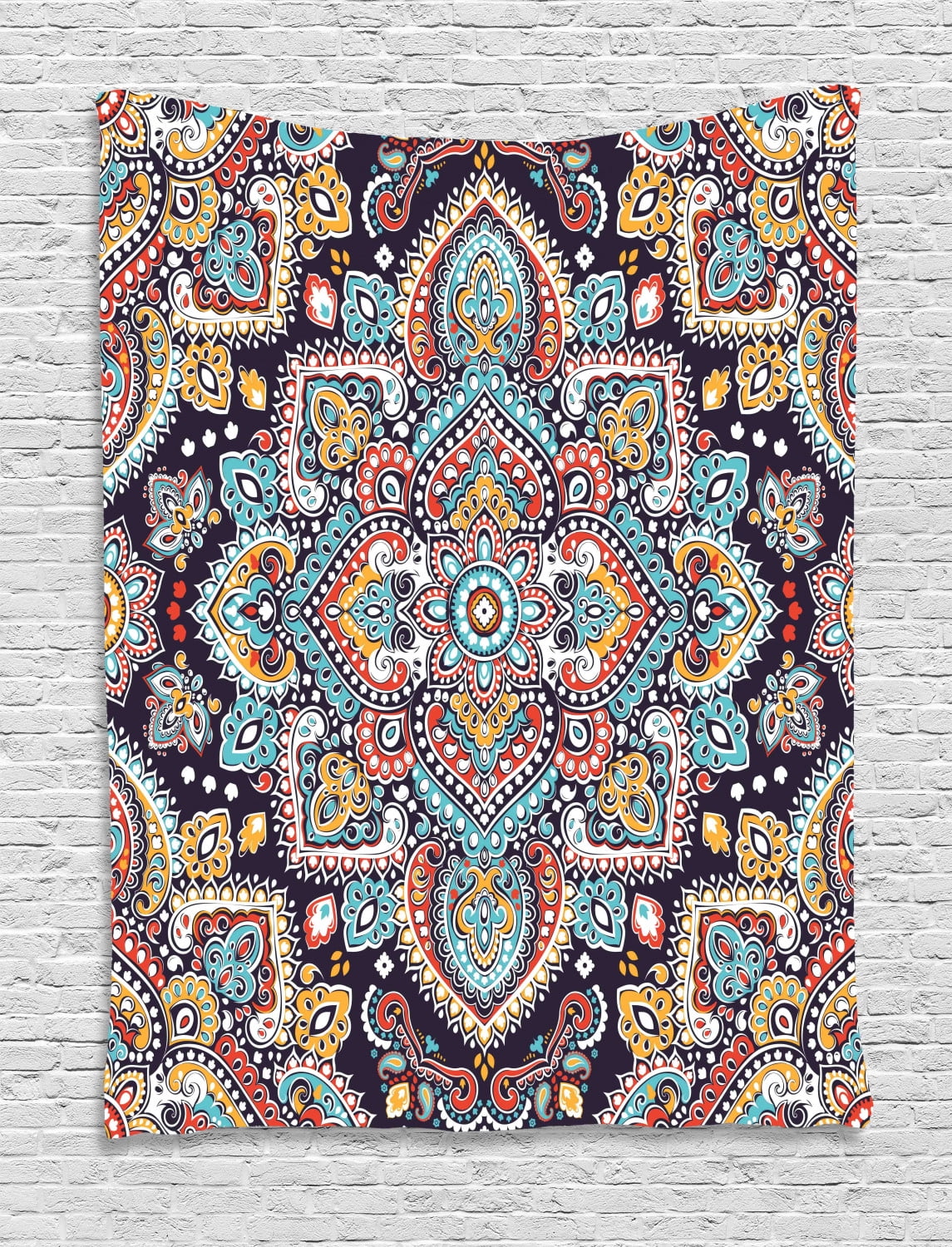 Ethnic Tapestry, Bohemian Style Tribal Ethnic Motif Vintage Henna