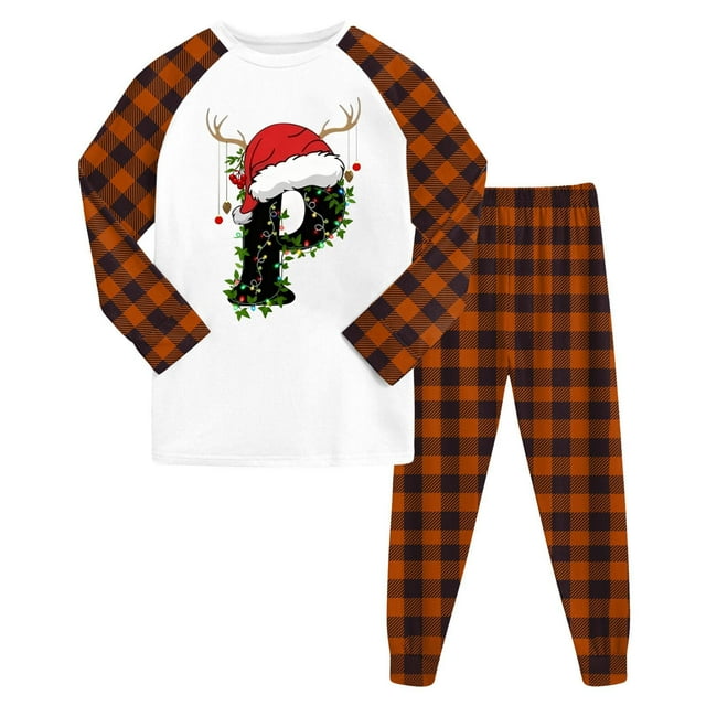 Ketyyh-chn99 Pyjama de Fête pour Garçons Ensemble Garçons et Filles Pantalon Long Coupe Régulière à Manches Longues Col Rond Lettres 3D Imprimées Taille pour 4-5 Ans, Rouge
