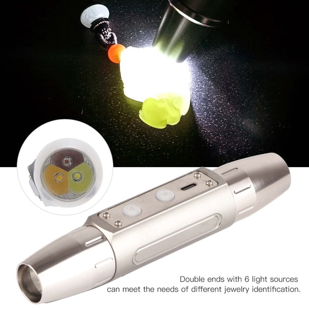 Linterna de Detecció de Joyas, Antorcha de Detección de Joyería USB recargable, Conveniente Práctica Brillante 6 Luces para Mujeres en El Hogar