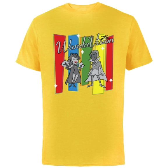 Marvel Studios WandaVision Logo TV Toon B&W Disney - Short Sleeve Cotton T-Shirt for Adults - Customized-Yellow