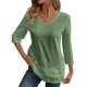 thumbnail image 2 of Pantalones cargo para mujer,Camiseta de manga 3/4 para mujer, blusa informal de cuello redondo, tejido fino y transpirable, corte holgado para uso diario, sopatenor, 2 of 8