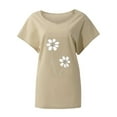 thumbnail image 4 of T Shirts For Women Womens Tops Printed V Neck Cotton Casual Bat Short Sleeve T Shirt, 4 of 4