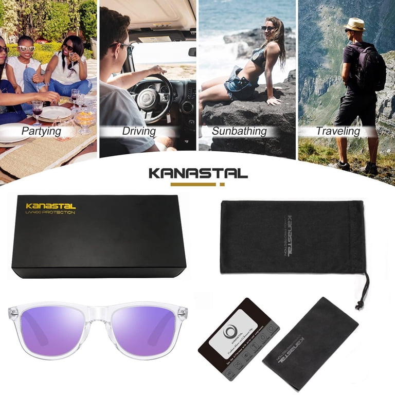 Kanastal Polarized Square Sunglasses, Purple Mirror photo 6