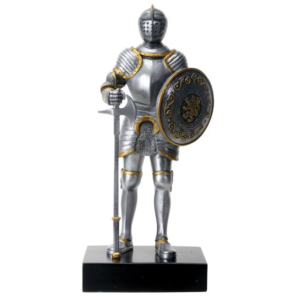 Silver Colored English Knight Design Standing Statue In Full Armor Com Standing Statue In Full Armor, Knight Full Armor