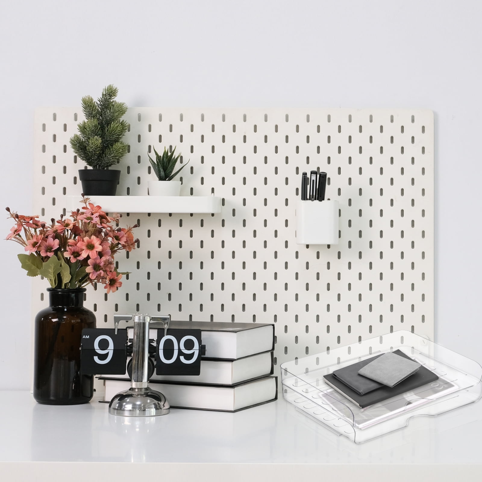 Uxcell 12.6"x9.6"x2.8" Stackable Letter Tray, 4-Tier Paper Organizer Rectangular Plastic Desk Organizer Accessories File Holder for Office Desk Drawers Paper Storage, Clear