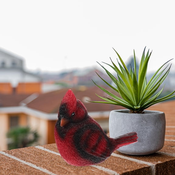 DEEPCRAFF Realistic Red Resin Bird Figurine for Holiday Decor, Mantel, Shelf, Garden, Indoor and Outdoor Decoration