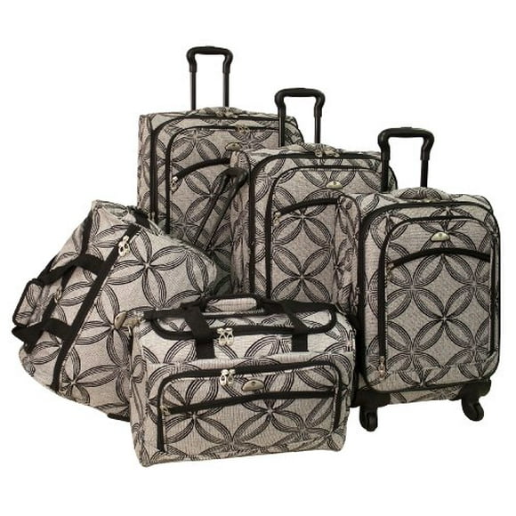 American Flyer Luggage Silver Clover 5 Piece Set Spinner, Black Gray, One Size