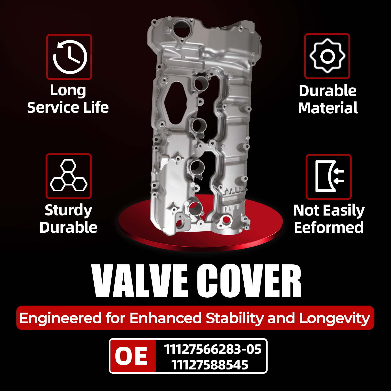 MITZONE Valve Cover Right Passenger Side Compatible with BMW 550i 750i X5 X6 XDrive 2007-2014 4.4L V8 -Gas