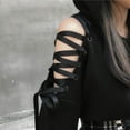 thumbnail image 4 of Sudadera con capucha de manga larga para mujer, con orejas de gato kawaii, estilo gótico, punk, harajuku, hombros descubiertos, estilo gótico, color negro, 2021, 4 of 5