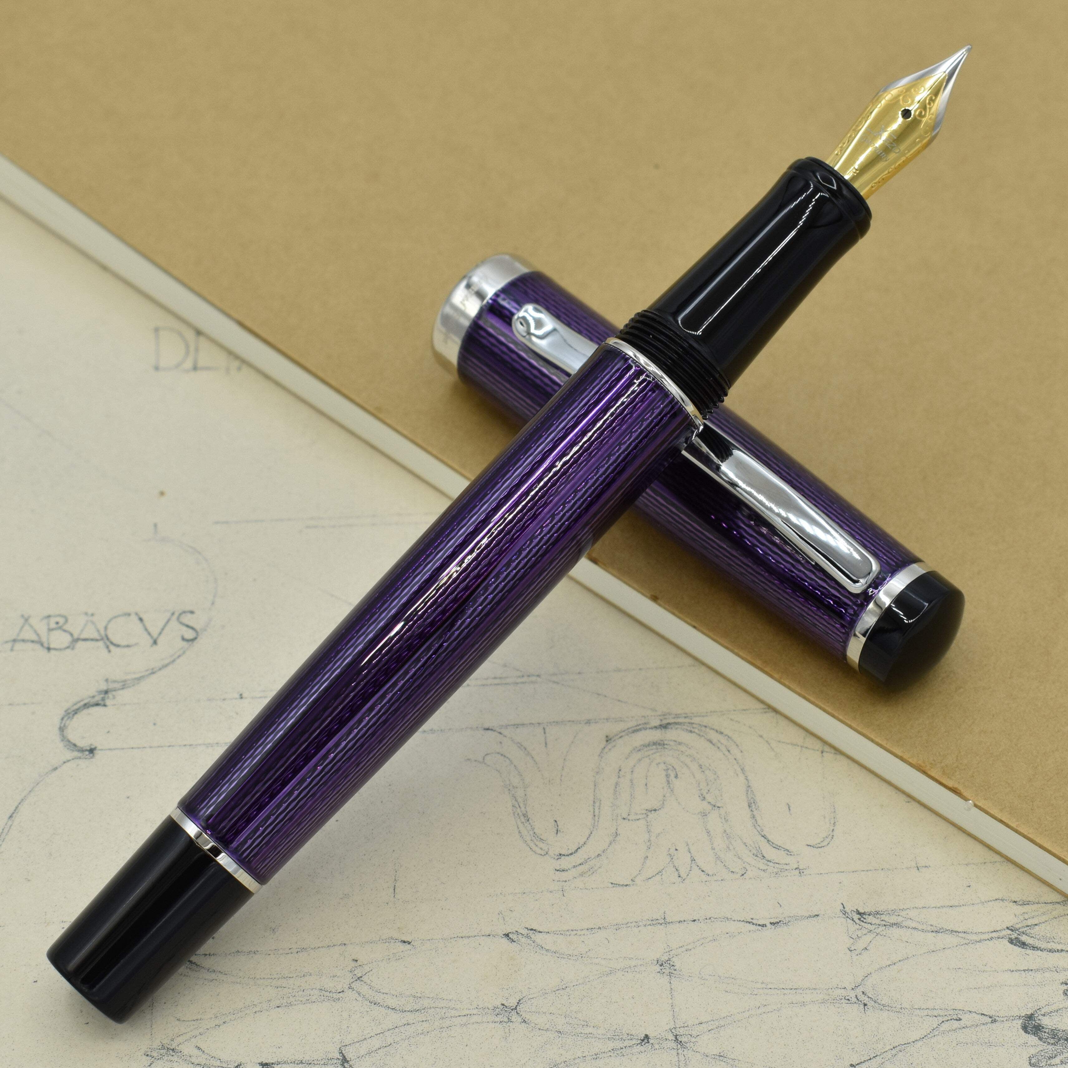 Xezo Xezo Incognito™ Diamond-Cut Lacquered Brass Fountain Pen (Fine Nib) - Purple