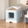 thumbnail image 4 of BeesClover Foldable Cat Litter Box, Fully Enclosed Cat Litter Box with Drawer Type Tray, Pet Supplies, Extra Large Anti-Splashing Cat Toilet with Cat Scratch Pad, 4 of 8