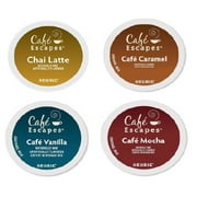 Cafe Escapes 24 K-Cup Variety Bundle - 6 K-Cups Each - Chai Latte, Cafe Caramel, Cafe Vanilla, Cafe Mocha
