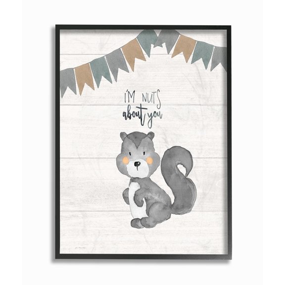 Stupell I'M Nuts About You Squirrel Framed Giclee Wall Art 11 x 14