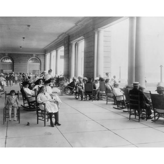 Print: Piazza, Hotel Cape May, Cape May, New Jersey, 1909