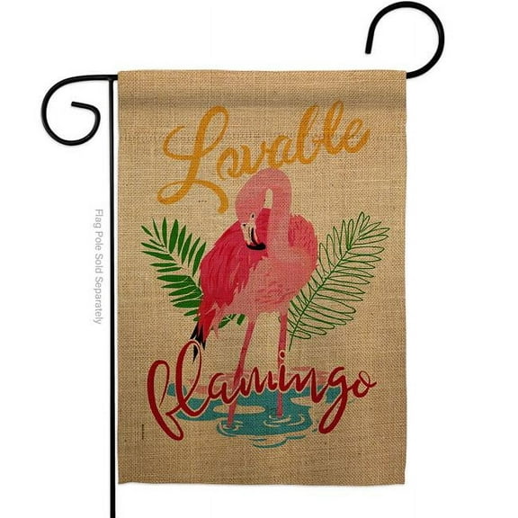 Breeze Decor G155060-BO Lovable Flamingo Garden Flag Coastal Tropical 13 x 18.5 in. Double-Sided Decorative Vertical Flags for House Decoration Banner Yard Gift