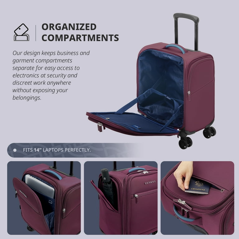 Verage Underseat Carry-On Luggage with Spinner Wheels, USB Port