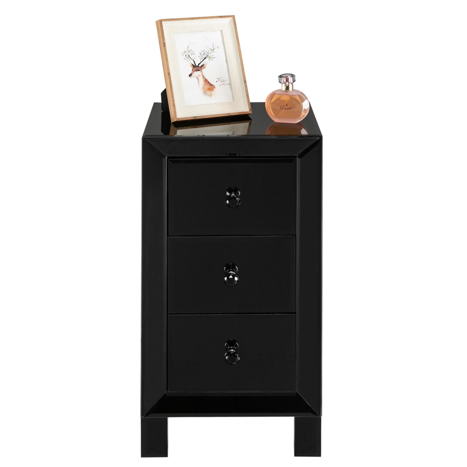 UBesGoo Mirrored Nightstand End Tables Bedside Table,Mirrored Accent Table,Smooth Mirror Finish