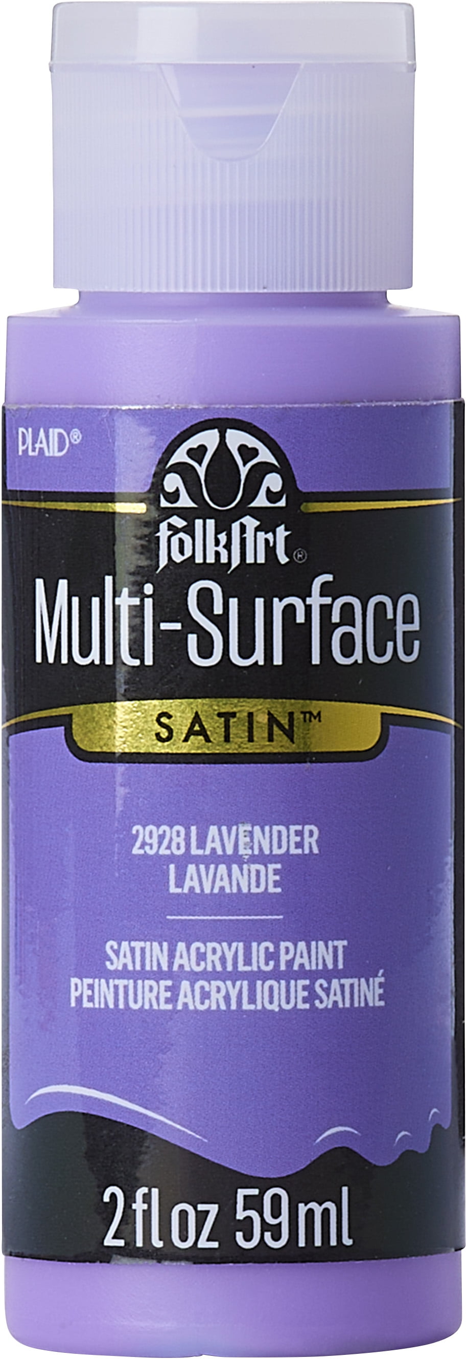 (2 pack) FolkArt Multi-Surface Acrylic Craft Paint, Satin Finish, Lavender, 2 fl oz