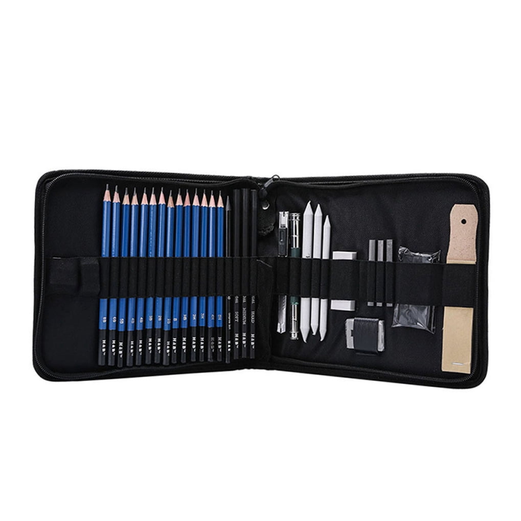 35pcs Pencil Sets Stationery Sets Professional Sketching Drawing Pencils Kit Set Wood Pencil with Storage Zipper Bag for Artist Students