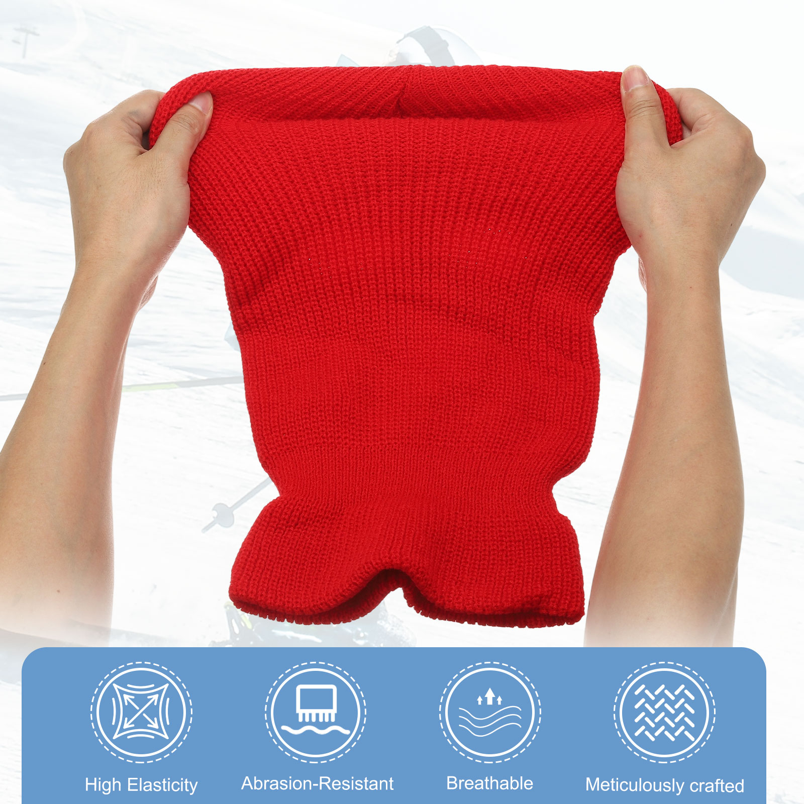 Uxcell 3-Hole Full Face Mask Cover, Ski Mask Knitted Warm Knit Cover Winter Balaclava Face Mask Cap Ski Polyester& 2 Pcs& Beige -Fitting for ( Men/Women/Winter Outdoor Sports/Skiing)