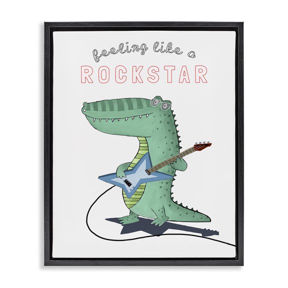 Stupell Industries Cottage Like a Rockstar Alligator Black Floating Frame Canvas Art, 17 x 21, by Carla Daly