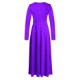 thumbnail image 5 of Dwaogom Women's Solid Colorful Long Dress Long Sleeve Round-Neck Long Dresses Plus Size Dress V Neck Flowy Midi Dresses Clubs Dresses, 5 of 5