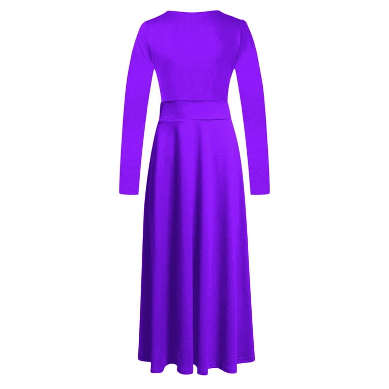 Calafebila Semi Formal Dresses for Women Long Sleeve Solid Color Maxi Formal Dress Slim Long Dresses for Teens, Girl's, Size: 4,6,8,10,12,14,16,18,20,