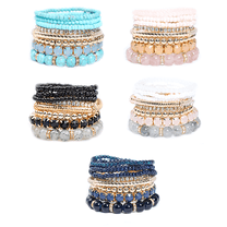 DESIGNICE 4Pcs Good Gifts for Teen Girls Stackable Bracelets Gold Bracelets for Women Obsidian Black Cherry Blossom