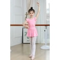 thumbnail image 6 of Yuyuekeji Cute Ballet Leotards for Girls, Soft Ruffle Short Sleeve Leotard for Girls Dance with Dance Skirt, HotPink 10-11 T, 6 of 7