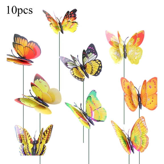 12X2inLifelike Butterfly Ground Sticks, Random Patterns, 10 Pack, Outdoor Yard Decor, Star Decorations, Patio Seasonal Outdoor Displays