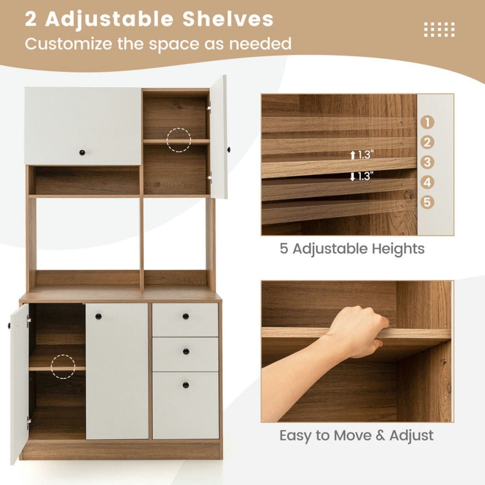 Finihen Kitchen Storage Cabinet, Buffet Sideboard, 71 Inch Kitchen Pantry with 3 Storage Cabinet and 3 Deep Drawers, for Dining Room, Kitchen, Living Room, Beige Finihen Kitchen Storage Cabinet, Buffet Sideboard, 71 Inch Kitchen Pantry with 3 Storage Cabinet and 3 Deep Drawers, for Dining Room, Kitchen, Living Room, Beige