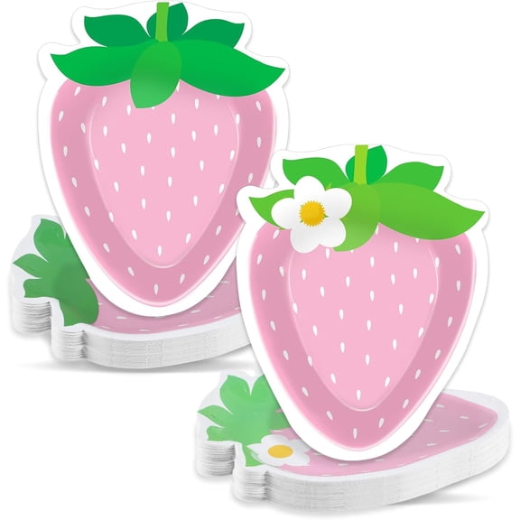 Strawberry Party Paper Plates Strawberry Theme Shortcake Dessert Cake Disposable Plates for Birthday Parties, Weddings, Baby Showers Decorations Supplies