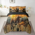 thumbnail image 2 of jejeloiu Jungle Bear 7pcs Bedding Comforter Set,Wild Animal Queen Bedding Sets,Orange Sunset Queen Sheet Sets For Men Women,Microfiber Bedroom Decor Reversible, 2 of 8