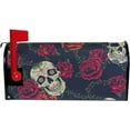 thumbnail image 5 of GZHJMY Vintage Blooming Roses Sugar Skulls Magnetic Mailbox Cover Large Size Mailbox Wraps MailWraps Post Letter Box Cover Garden Yard Oversized 25.5 x 21 inch Home Decor, 5 of 7
