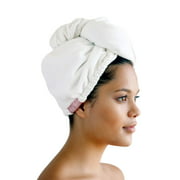 kitsch microfiber hair towel wrap for women, hair turban for drying wet hair, easy twist hair towels (white)