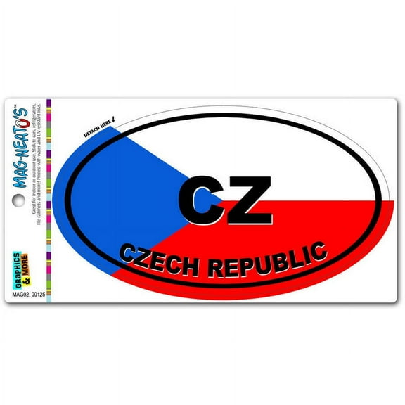 Czech Republic Country Flag CZ Euro Oval Flag Automotive Car Refrigerator Locker Vinyl Magnet