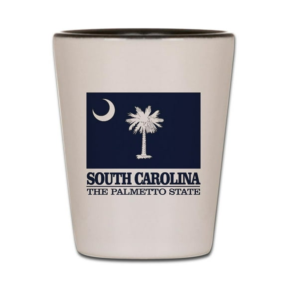 CafePress - South Carolina Flag - White/Black Shot Glass, Unique and Funny Shot Glass