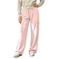 thumbnail image 4 of Bosfbaoi Cargo Pants for Women Drawstring Elastic Waist Wide Leg Lightweight Casual Trousers with Multi Pockets, 4 of 8