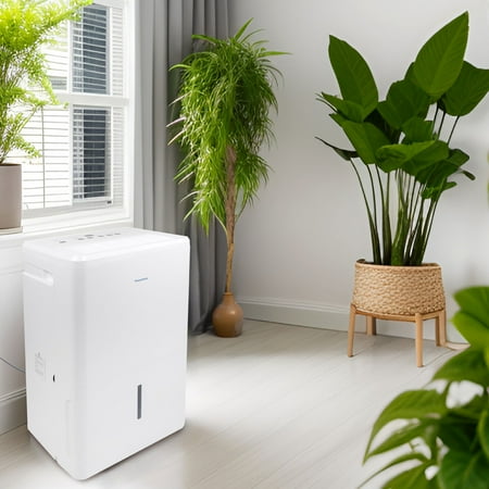 Keystone - 50-Pint Portable Dehumidifier with Pump - White