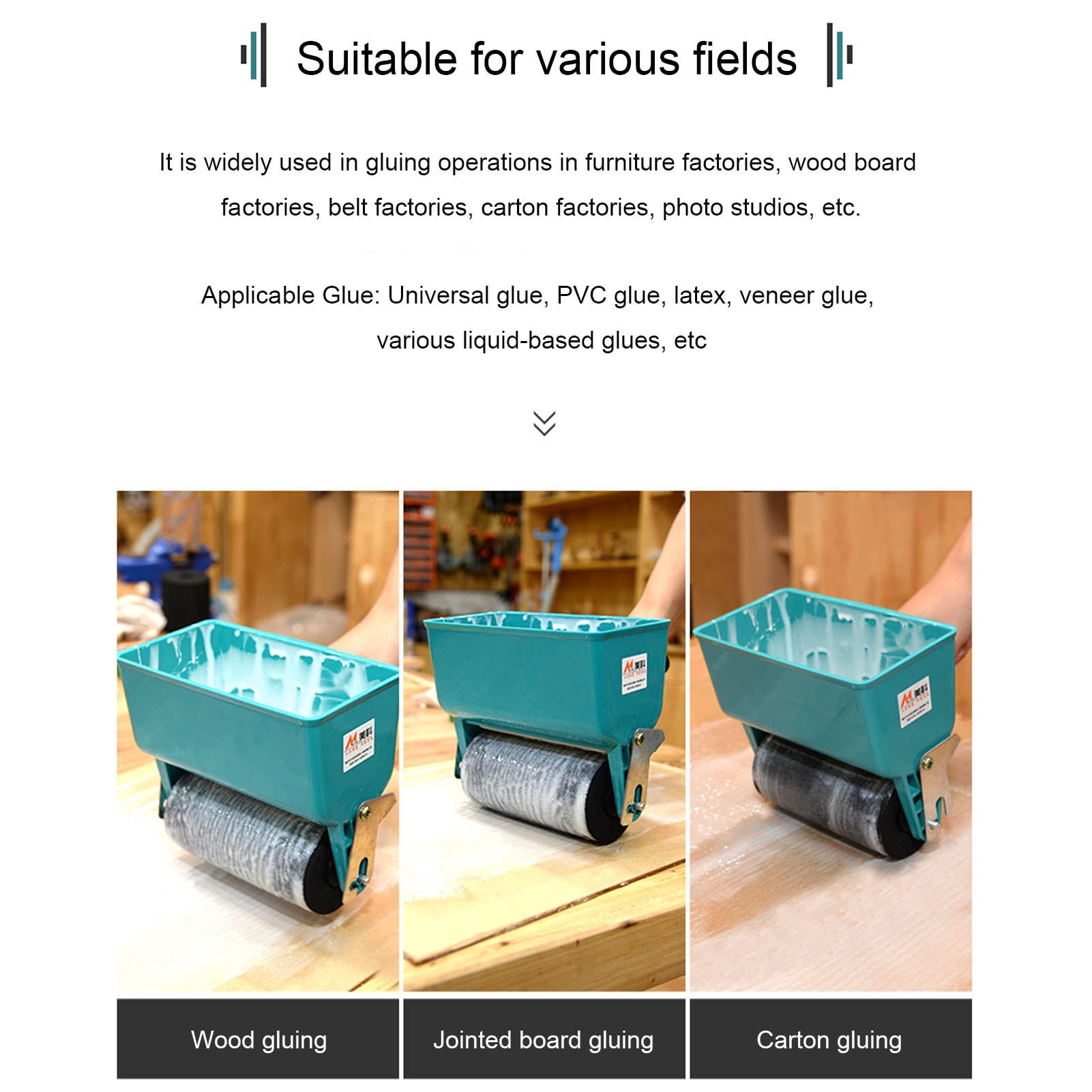 LAZIOEGR Manual Roller Glue Applicator – Large Capacity Tank, Quick Coating Tool for Furniture, Wood, PVC & Wallpaper