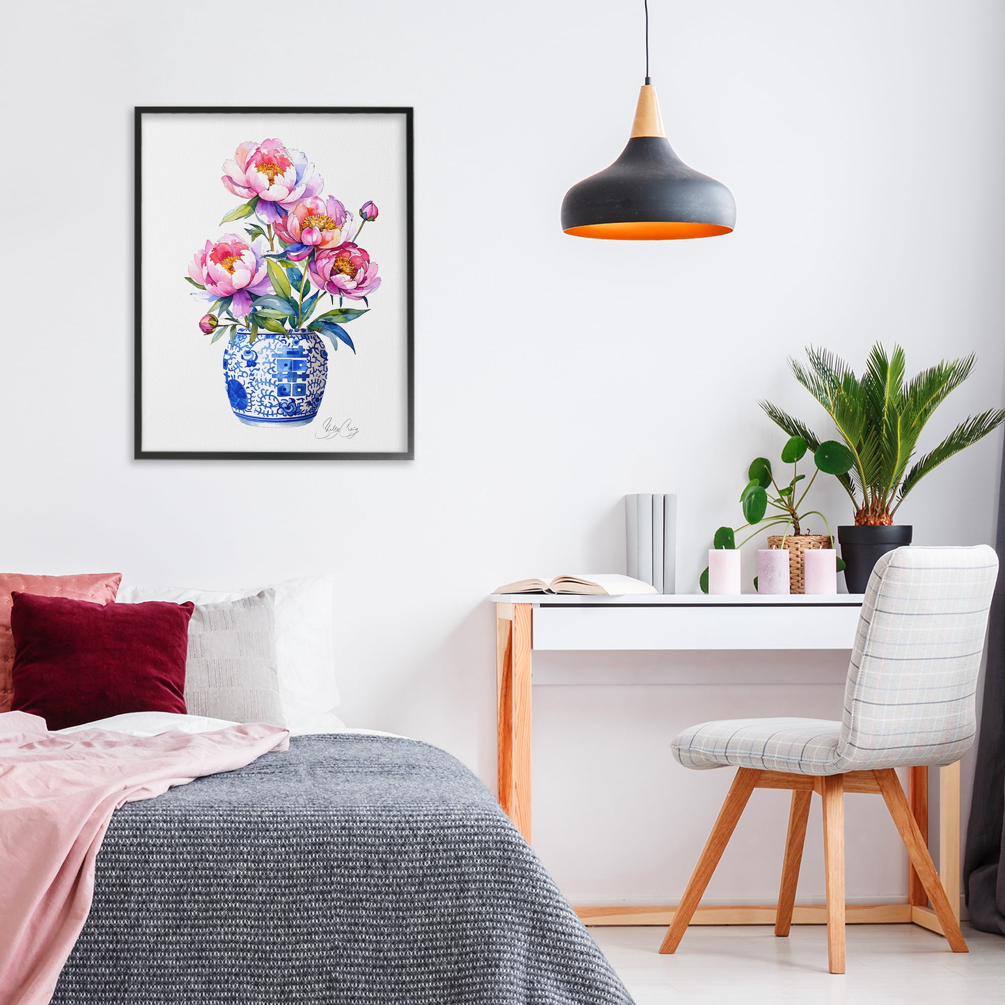 Stupell Industries Blue Dynasty Blooms Black Framed Giclee Art, design by Shelly Craig