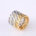 thumbnail image 2 of Womens Geometric Ring Two Tone Chain Design Statement Fashion Jewelry Elegant Copper Ring for Her Everyday Wear Gift, 2 of 3