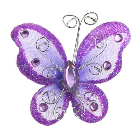 - Organza Nylon Glitter Butterflies, 3-inch, 12-Piece, Lavender