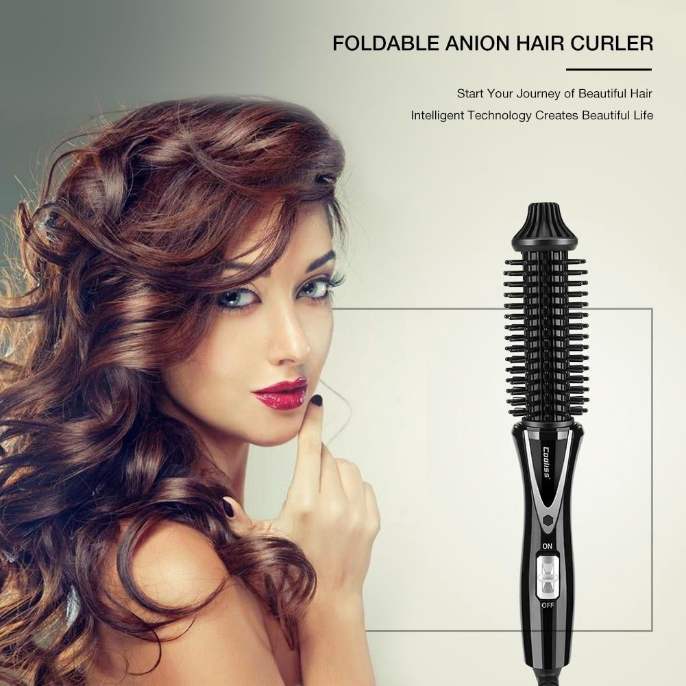 TOPINCN Ceramic Tourmaline Foldable Anion Hair Brush Curler Hair Curling Iron Hair Styling Tools, Ceramic Tourmaline Hair Curler, Safe Hair Curler