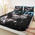 thumbnail image 3 of Castle Fairy Bling Crystal Butterfly 4-Piece Full Size Sheets for Girls Women Teens,Dreamy Princess Bed Sheets,Black Blue Lightweight Sheet Sets,Super Cozy Room Decor, 3 of 7