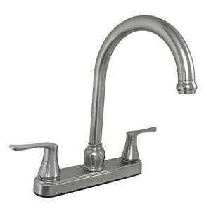 American Brass FAUCETS & COMPONENTS RV U-YNN800GSN-DH3-25MM-E 8 Nickel Finish Gooseneck Kitchen Faucet w/Handles