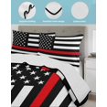 thumbnail image 4 of Quilts Twin Size, Red American Flag Soft Comforter Bedding Set for Bed, Black White Striped US Flag Stars Lightweight Quilted Bedspread with Pillow Cover(2 Pieces) for All Season, 68x86 Inch, 4 of 6